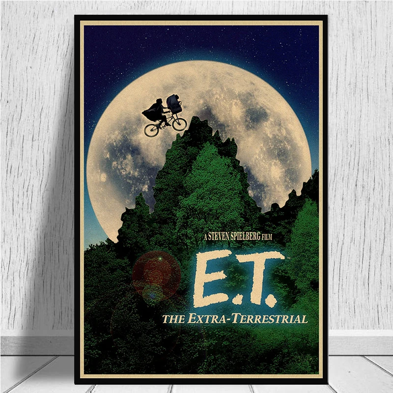 E T the Extra-Terrestrial Science fiction cartoon Home Furnishing decoration Kraft Movie retro Poster Drawing core Wall stickers