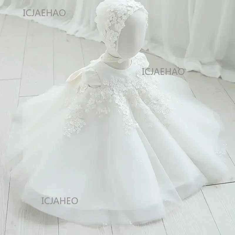 Elegant Dress For 5 Years Old Girl Party Wear Dresses Kids Birthday Baptism Dress Boutique Flower Girl Lace Children Bow Frocks