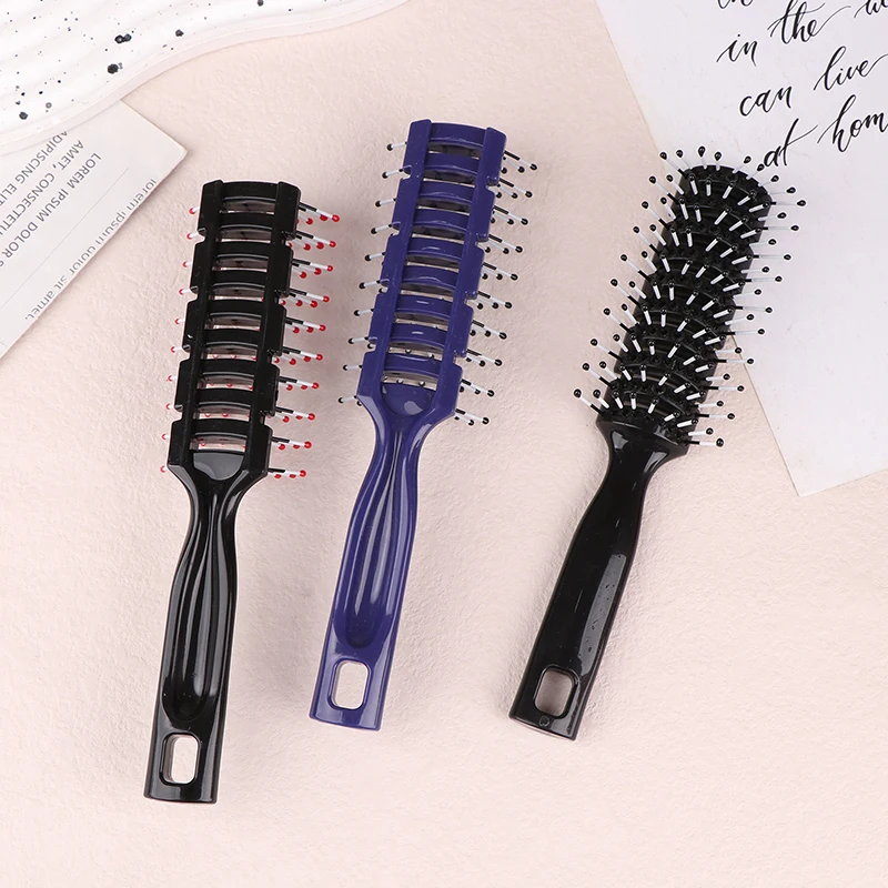 ผู้ชายพลาสติก Vent แปรงผมหวี Anti-Static นวดผมซี่โครงหวีกลับผม CURLY ผมจัดแต่งทรงผม Salon ซี่โครงเก้าแถวหวี