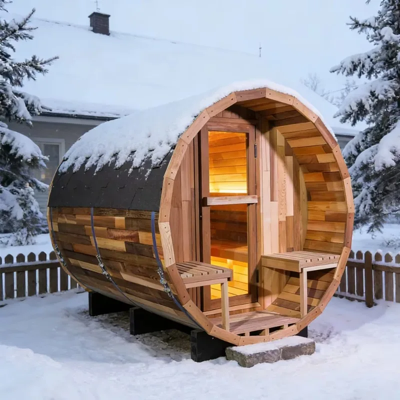 

Outdoor Red Cedar Solid Wood Sauna Room, Dry Sauna, Electric Heating Stove Sauna Room Sauna with Panoramic Windows Customized