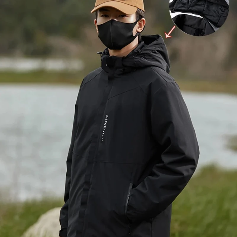 

Men's Winter Warm Jackets Fleece-lined Parka Outdoor Waterproof and Windproof Hooded Windbreaker Insulated Coat