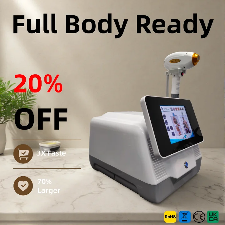 Salon Diode Laser Hair Removal Machine 4000W High Power 4 Wavelengths Ice Cooling All Skin Types Permanent Painless Hair Remover