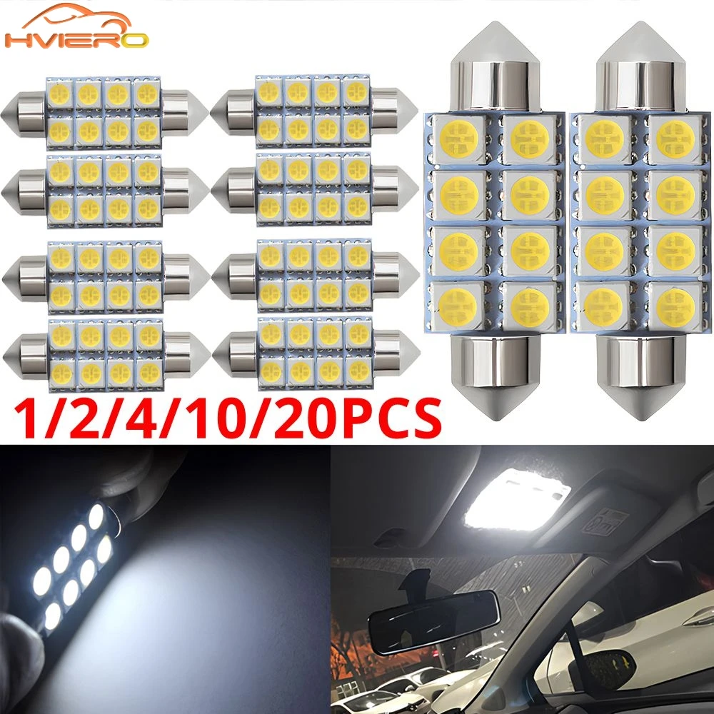 

1/2/4/10/20X Car Led DC 12V 31/36/39/41mm 5050 8Led Bright C5w Parking Door Festoon Dome Backup Lamp Turn Signal Bulb Tail Light