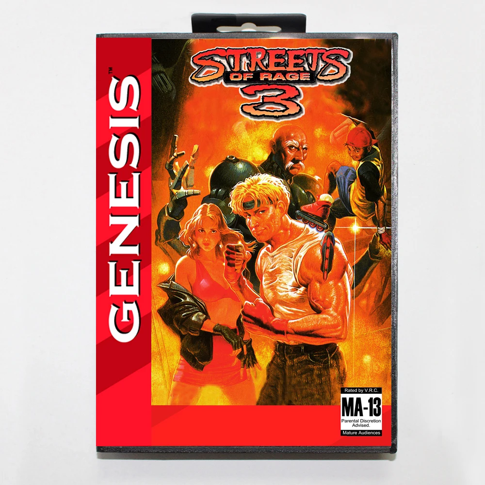 Streets of Rage 3 MD Game Card with Custom US Box for 16 Bit Sega Megadrive Genesis Console