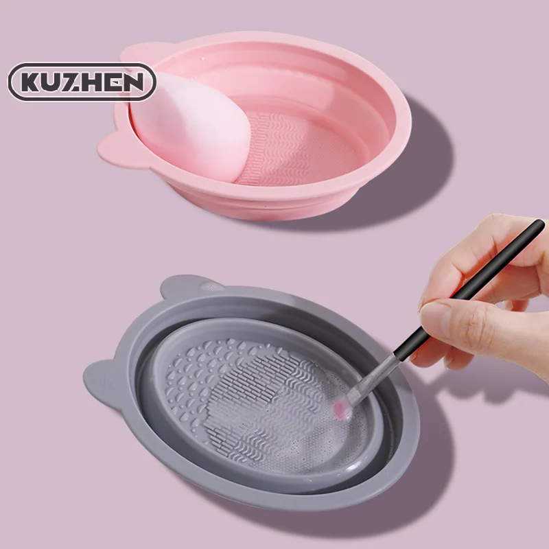 Makeup Brush Cleaner Cleaning Bowl Brush Tool Set Thorough Cleaning Without Hurting Bristles Wet & Dry Powder Puff Dry Cleaner