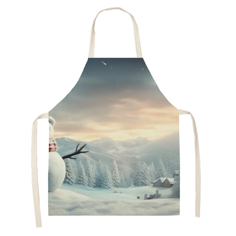 Women's kitchen apron Linen man Children's Big size Child girl Waterproof funny Half Work Coffee art winter Merry Christmas image 6
