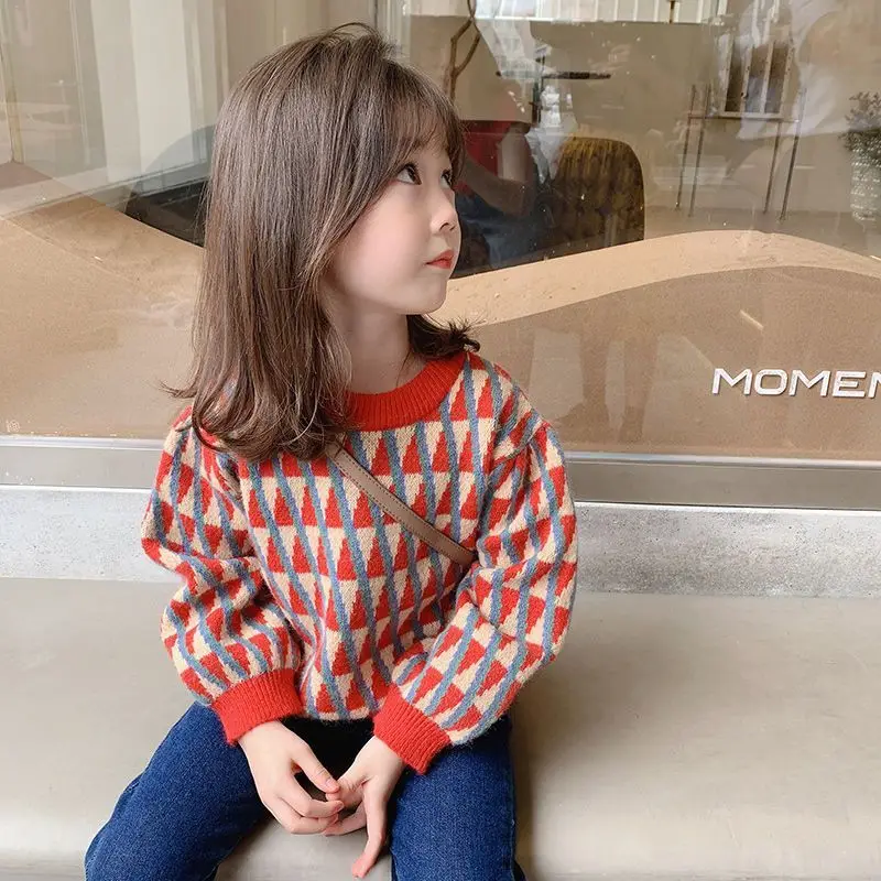 

Girls Sweater Autumn Winter New Thickened Fashion Children's Knitted Sweater Girls Top Sweet and Cute Winter Baby Girl Clothes