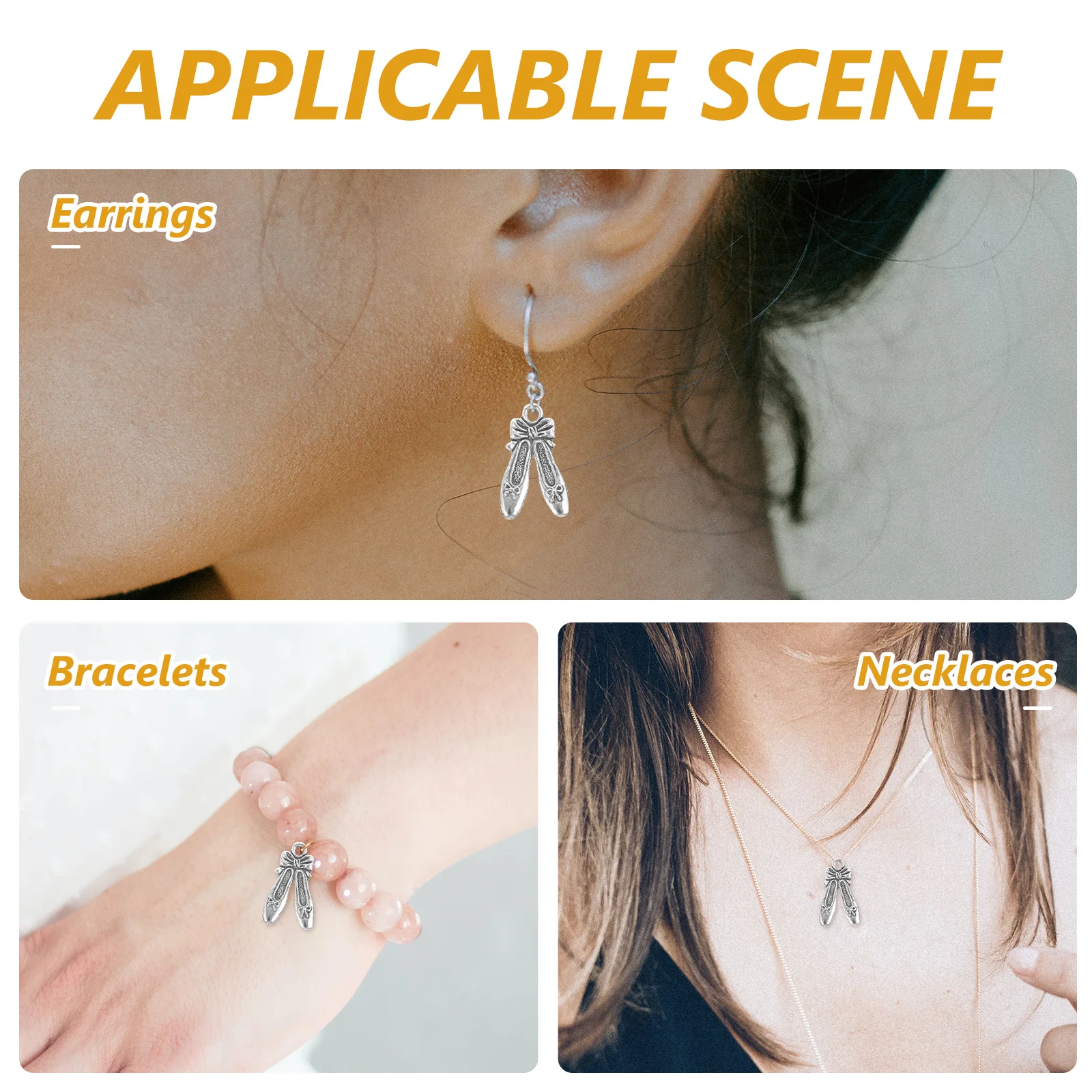 

50Pcs Ballet Shoe Necklace Charms Delicate Alloy Pendants for DIY Jewelry Making Gift Ideas Ballet Shoe Charms