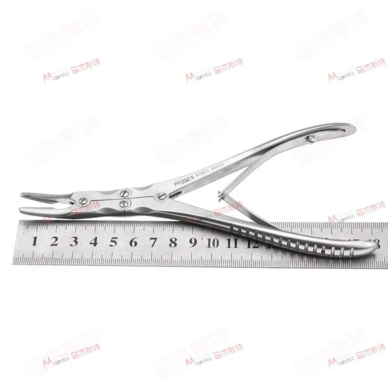 Rongeur Óseo de Doble Acción Beyer 180×3×15 Grados, Instrumento Quirúrgico Reutilizable para Huesos, Equipo Quirúrgico
