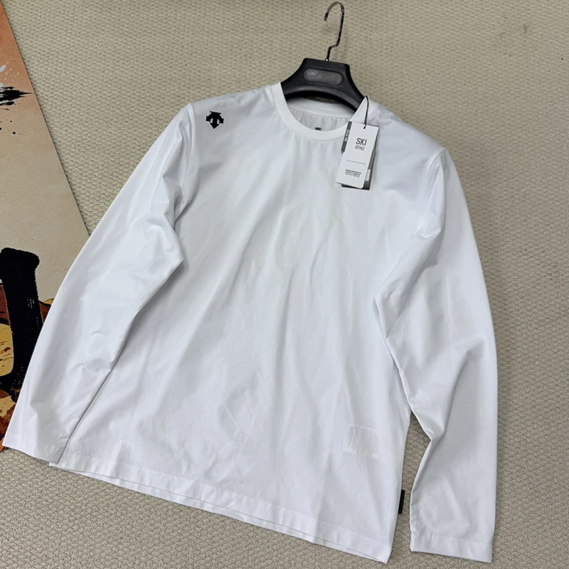 Same style for men and women Casual solid color sports tops round neck long-sleeved tops 2026 autumn fashion new style DESCENTE