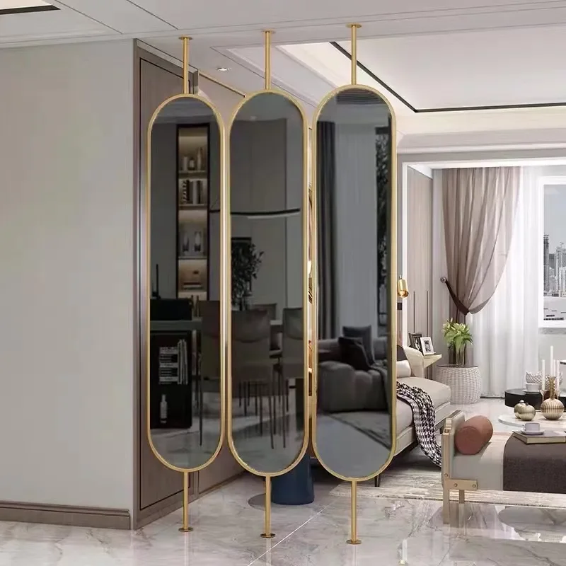 for Light Luxury Stainless Steel Rotatable Screen Home Decorative Arts Lobby Semi-occlusion Simple Office Partition