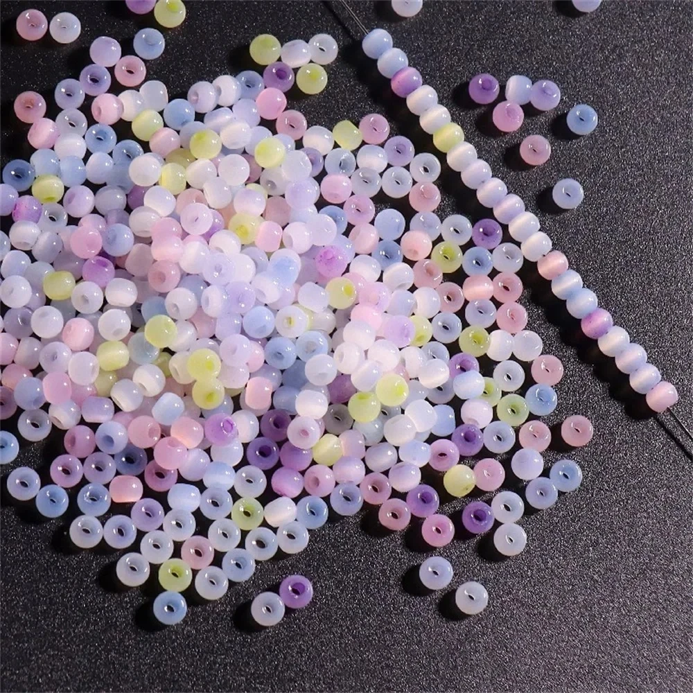 260Pcs 4mm Cat Eye Beads 6/0 Smooth Imitation Jade Glass Seedbeads For DIY Jewelry Making Charm Bracelet Necklace Accessories