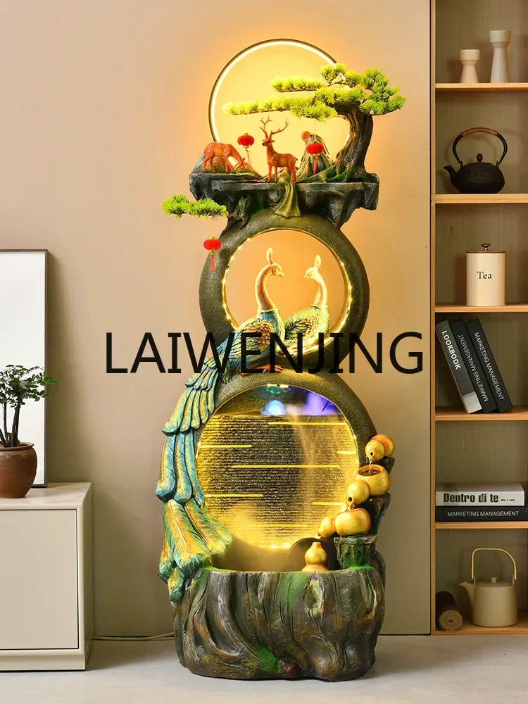 Peacock Lucky Flowing Water Ornaments Living Room Entrance Circulating Water Opening Gift