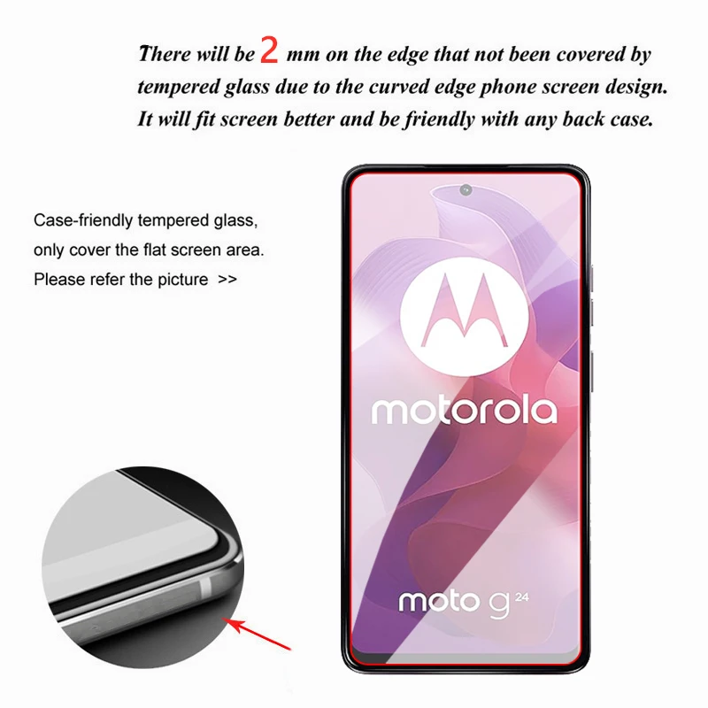 For Motorola Moto G24 Glass Full Glue Clear Screen Protector For Moto G84 G54 G34 G24 G14 G04 Tempered Glass For Moto G24 Film