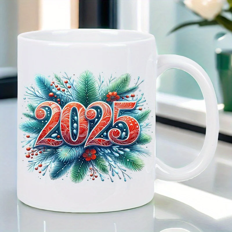 

Кофейная кружка на 2025 год, 11 унций — изолированная многоразовая дорожная кружка с праздничным дизайном, только для ручной стирки, идеально подходит для любителей кофе, мужчин