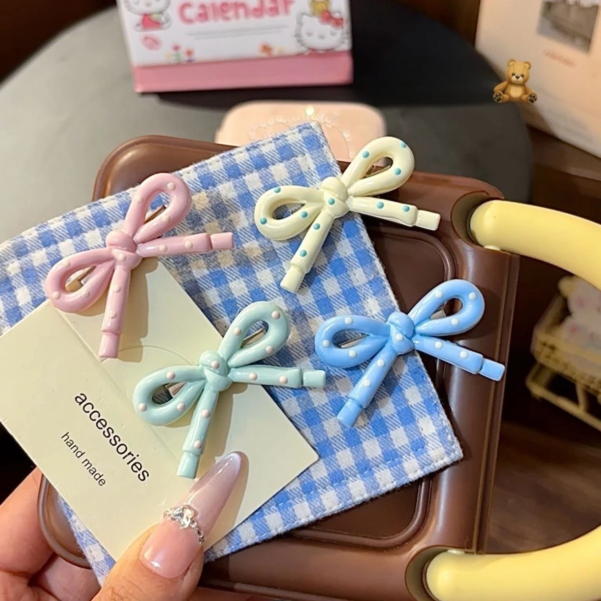 

2/4/8 Pcs Elegant Pink Hairpin Kids Accessories Polka Dot Pink Bow Duckbill Bangs Children's Headdress Set Hair Clips for Women