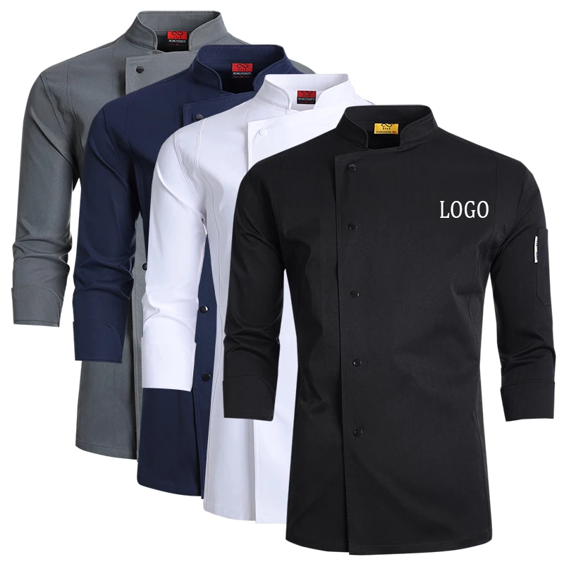Customized Logo Chef's Coat for Kitchen Restaurant Hotel Catering Baking Food Cooking Uniform Jacket Stretch Cotton Workwear