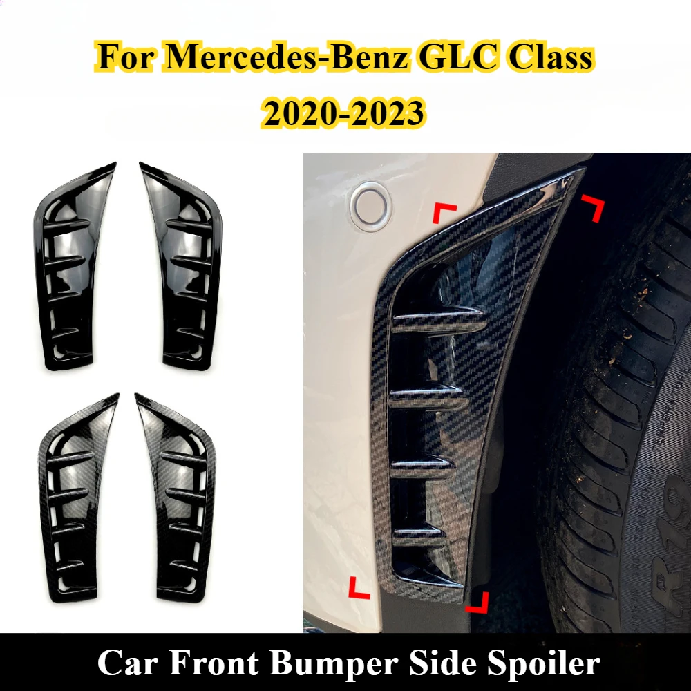 

For Mercedes Benz GLC Class GLC260 X253 C253 GLC300 2020-2023 Front Bumper Air Vent Cover Trim Carbon Fiber Look Bumper Spoiler