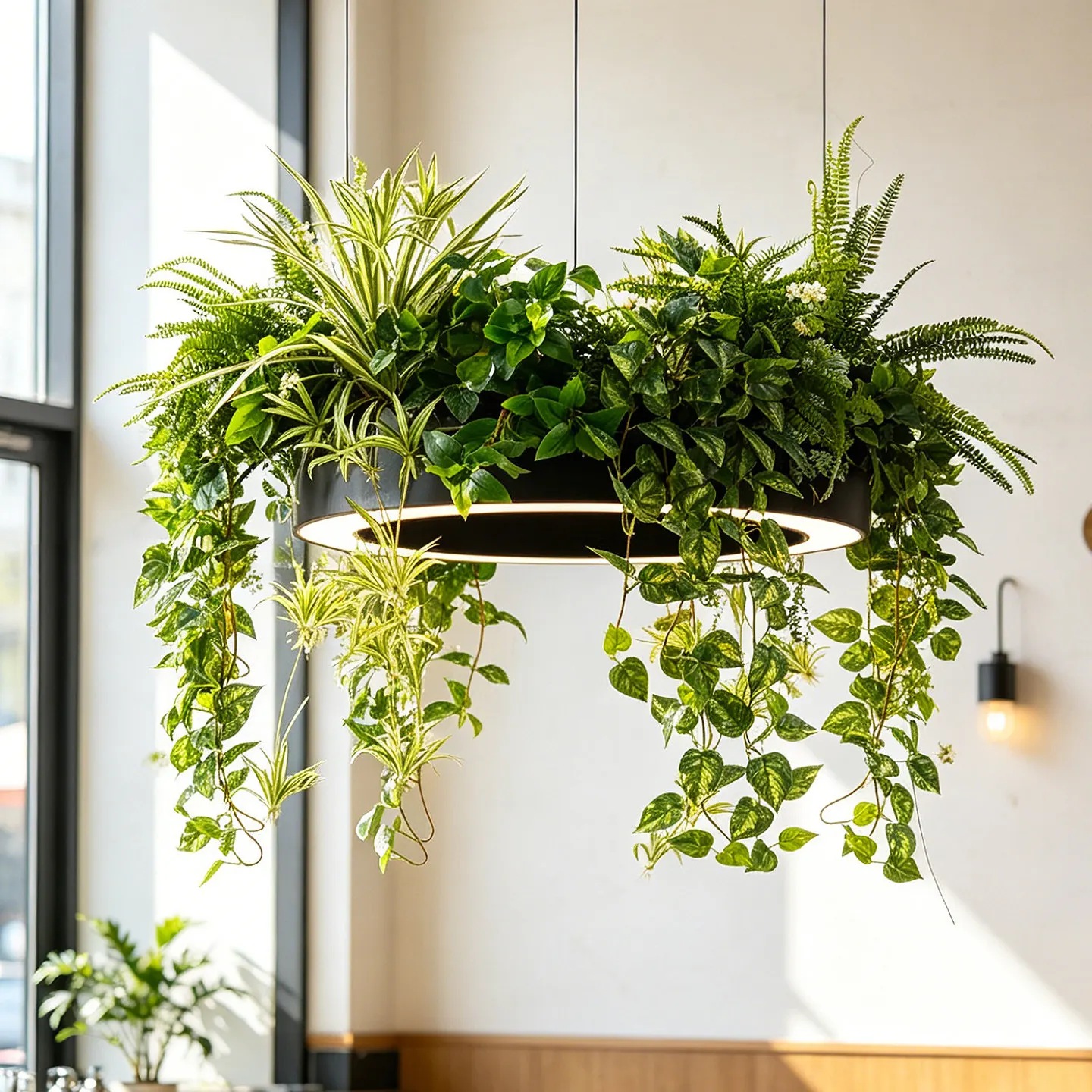 LMM industrial wind simulation green plant soft decoration hotel catering window hanging fake plant decoration