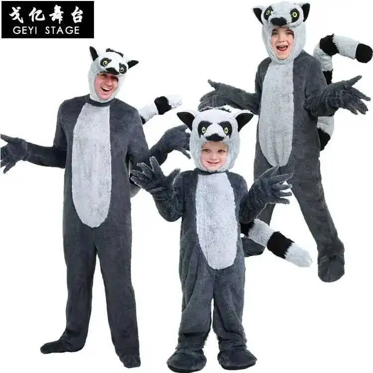

Giant COS Cute Lemur Costume Halloween Northern Animal Mouse Performance Madagascar Parent-child Costume