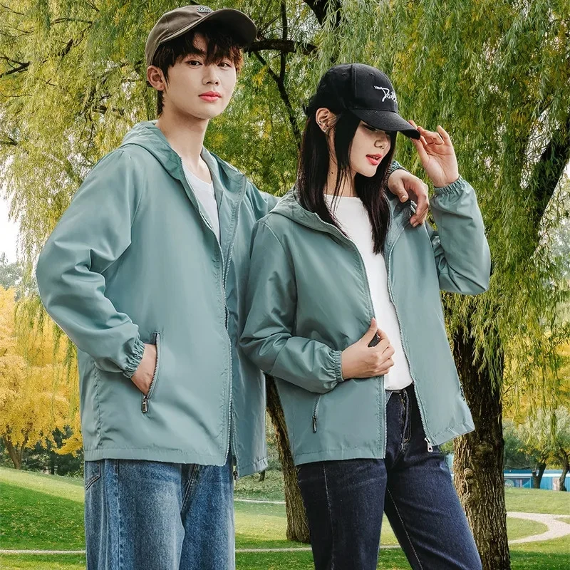 Kurtka dla par damska 2025 wiosna jesień nowy płaszcz z kapturem kobiece wybuchy moda znosić młodzieżowy podwójny płaszcz z tkaniny bluzki damskie