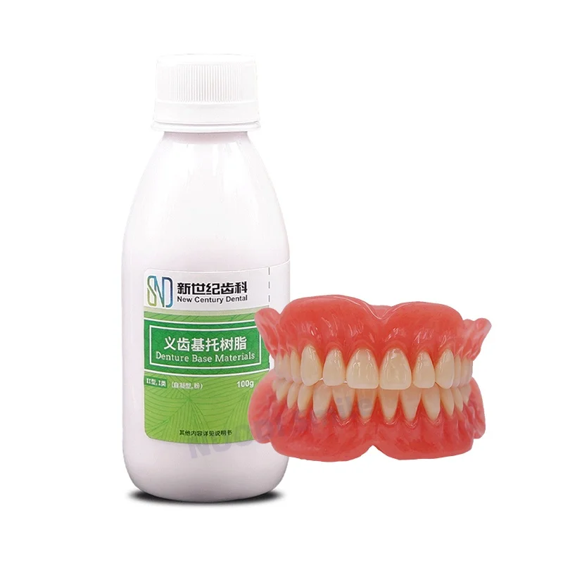 100g Dental Bionic Denture Base Acrylic Resin Powder Pink A2 A3 Shade Aesthetic Biomimetic Blood Streak Denture Making Material