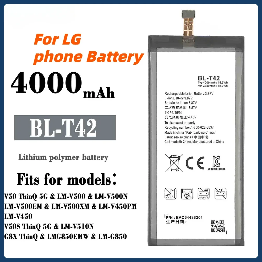 New BL-T42 Battery for LG V50 ThinQ 5G LM-V500 V500N V500EM V500xm V50s Mobile Phone Bateria  Free Tool  보조배터리