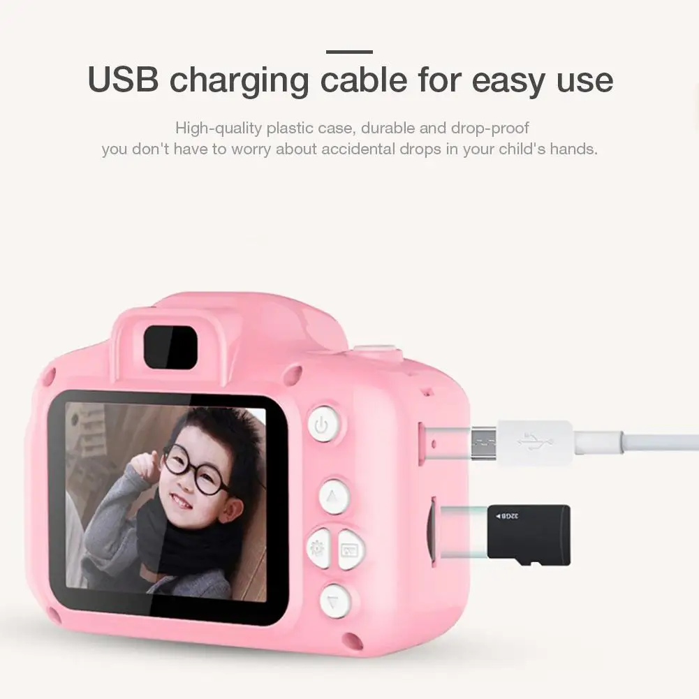 Mini cámara digital con pantalla HD recargable para niños, juguetes infantiles de cámara de dibujos animados para exteriores, accesorios de fotografía para chicos
