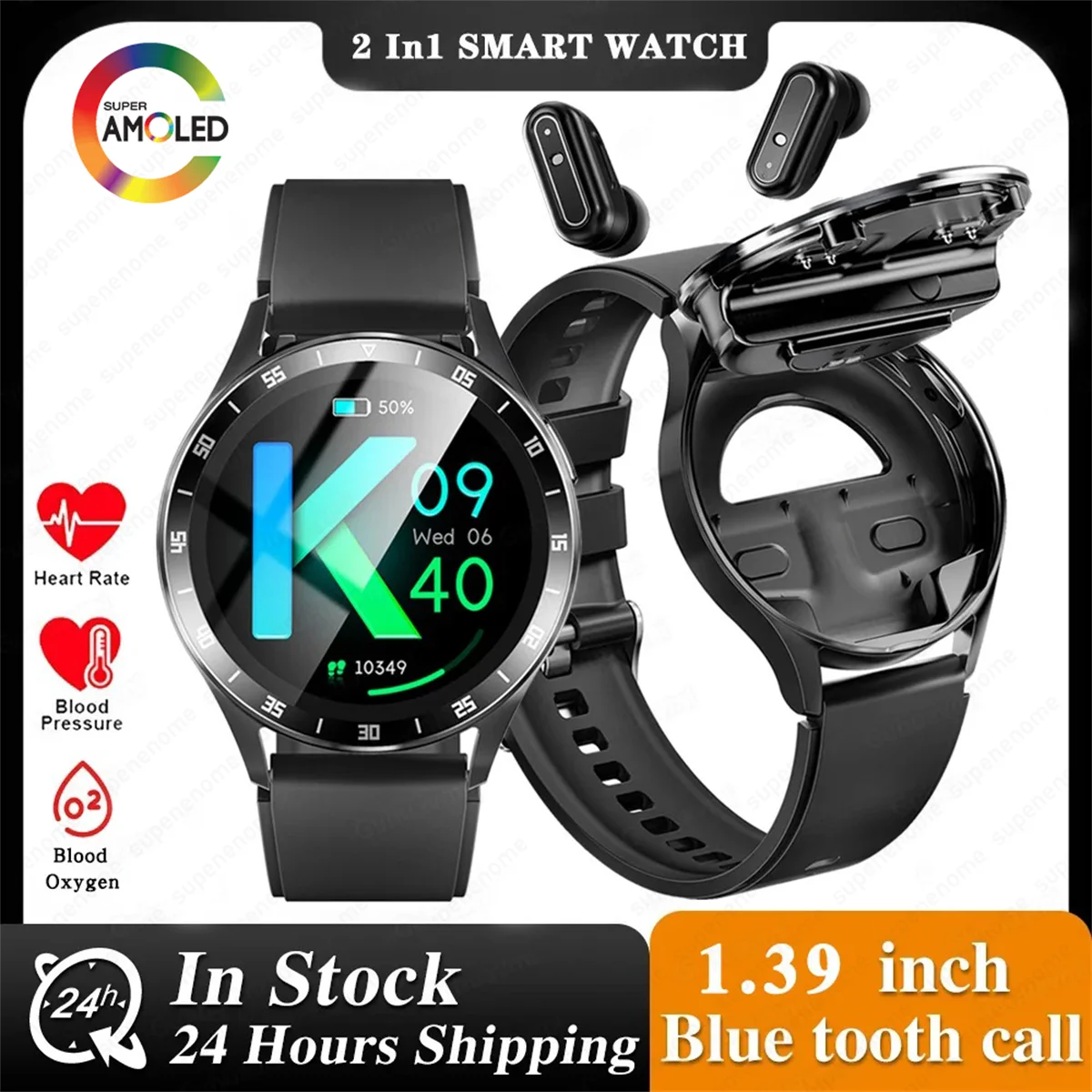 2024 New X10 Headset Smart Watch TWS 2 in 1 Wireless Bluetooth Earphone Blood Pressure Heart Rate Testing Sport Music Smartwatch