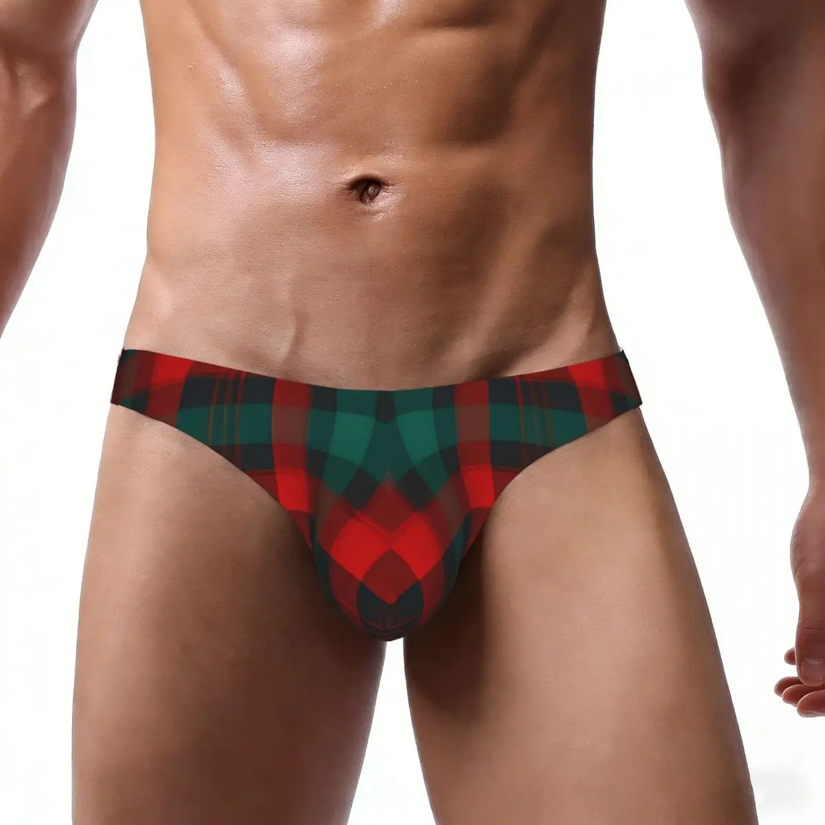 Men's Sexy Briefs Breathable Bikini Christmas Tartan Plaid Scottish Pattern Men Underpants Low Cut Man Underwear Panties