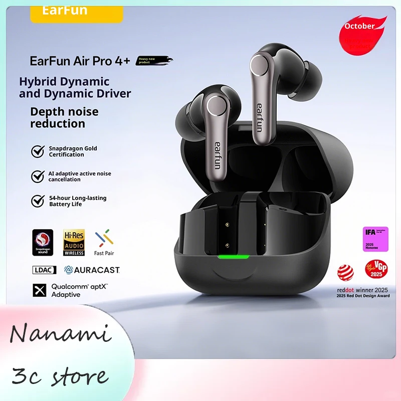 2025 New EarFun Air Pro4+ TWS Earphones, Featuring A Hybrid Driver Design Active Noise Cancellation High Sound Quality