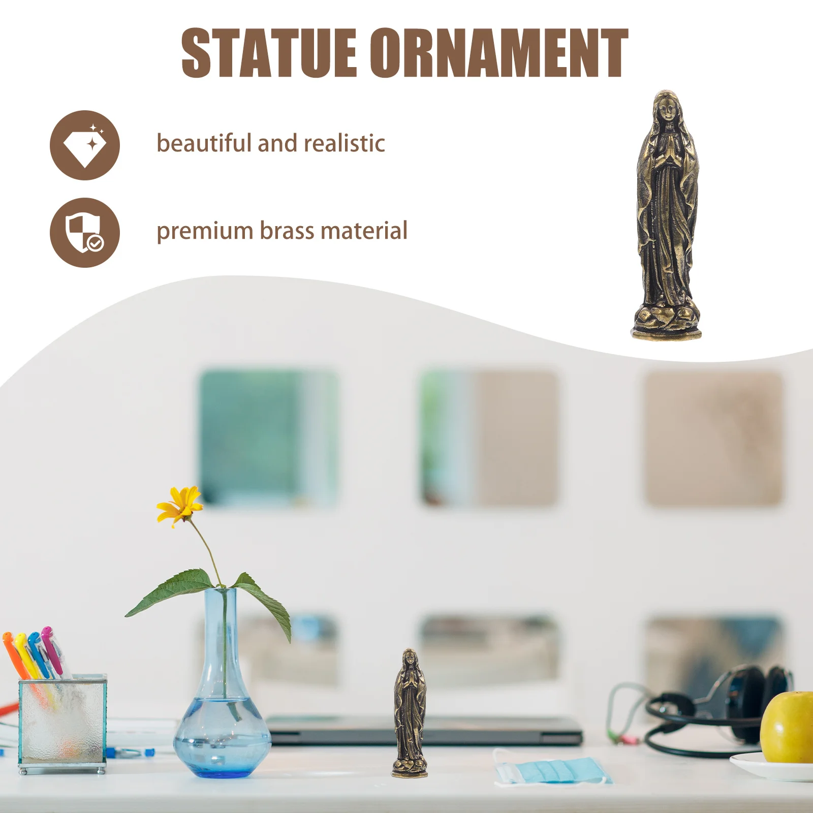 

Brass Statue Miniature Religious Decor Elegant Design Catholicism Desktop Adornment Miniature Shaped Figurine