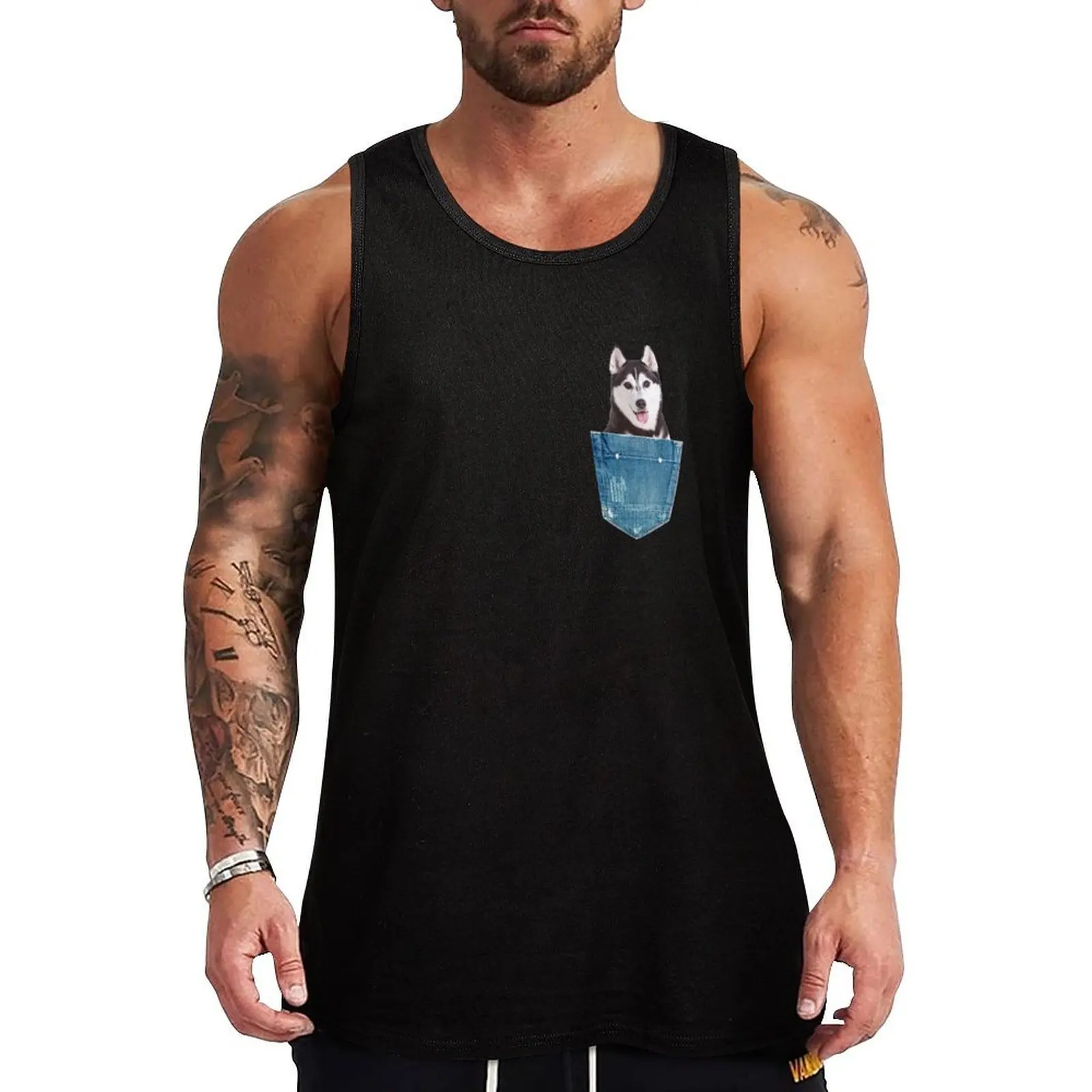 

Husky In Your Pocket, Siberian Husky In My Pocket, Dog In Your Pocket Tank Top gym men Men's t-shirt