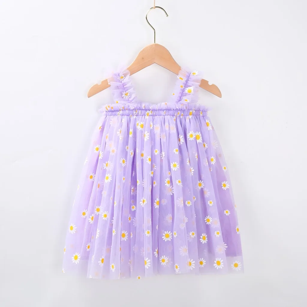 Süßes Tutu-Kleid für Kleinkinder und Mädchen, ärmellos, Sommer, neu, mit Stickerei, Blumenmuster, Netzkleid, Prinzessinnenkleid für kleine Mädchen – Detail 5