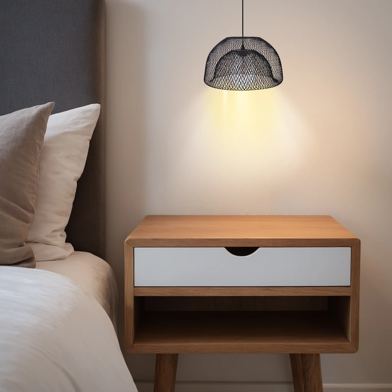 طبقة مزدوجة أسود سلك الحديد غطاء مصباح شبكة مجوفة 42 مللي متر ثقب القطر الحائط النمط الصناعي ضوء الظل غرفة نوم المعيشة #5