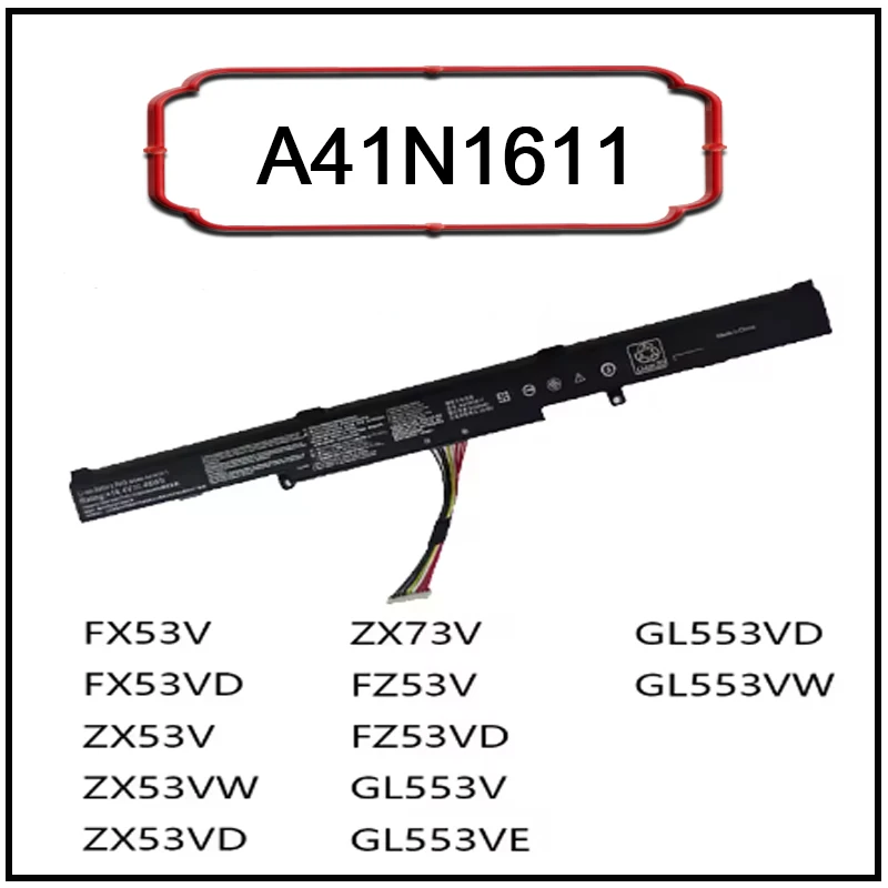 A41N1611 Notebook Battery for ASUS ROG Strix GL553VD GL553VE GL553VW GL753VD GL753VE FX53V ZX53V FZ53V GL553VD GL553VW FZ53V New
