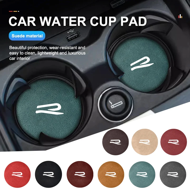 2Pcs Car Interior Water Cup Mat Leather Coasters Pad For VW Golf GTI Polo Passat Scirocco Tiguan Jetta T-ROC Touareg Touran CC S