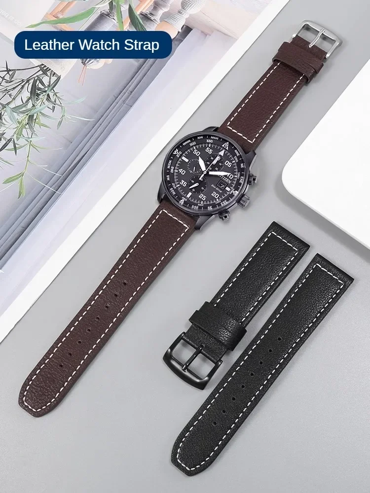 

Genuine leather strap suitable for Nishitetsu Light Kinetic CA0695-17/84E CA0690-88E AT2140 series watch strap