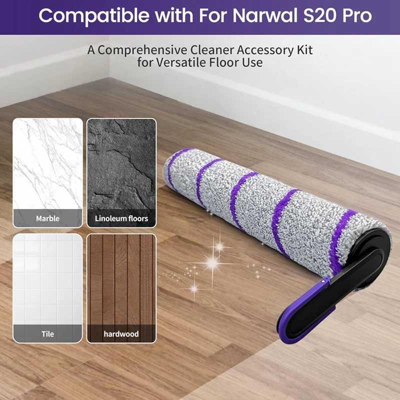 A26T-Narwal S20 Pro 用交換アクセサリ - 湿式および乾式掃除機用のローラー ブラシと HEPA フィルターが含まれています