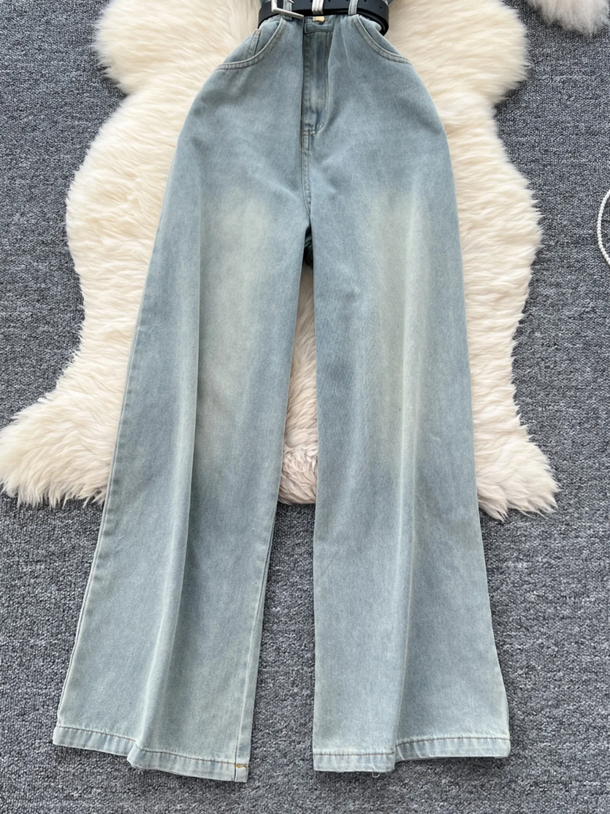 

Chic Korean Sle Women's Summer One-Piece Suit Casual High Waist Wide Leg Jeans Collared Single Button Slimming Suit