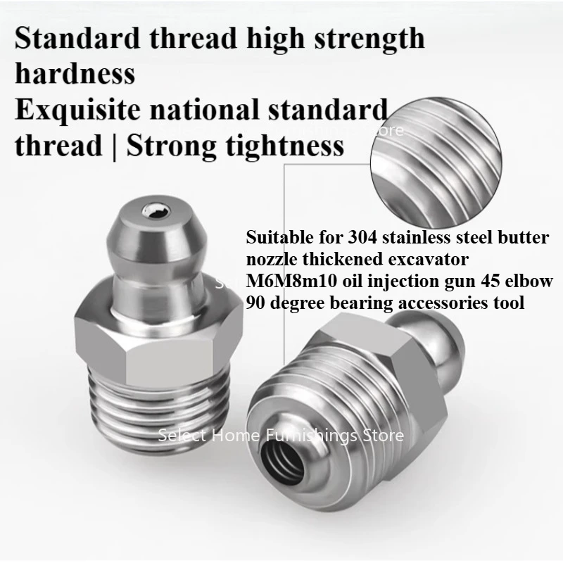 Suitable for 304 Stainless Steel Nozzle Thickened Excavator M6M8m10 Spray Gun 45 Elbow 90 Degree Bearing Accessories Tool