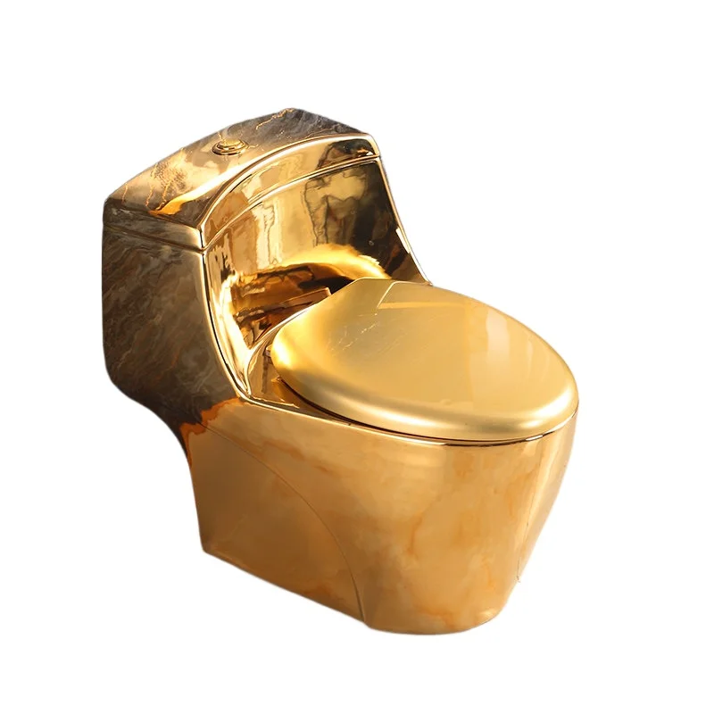 

European large size with color yellow-gold toilet, new color ceramic household flush toilet