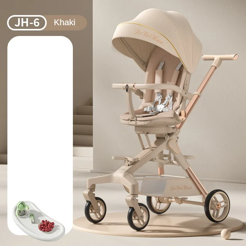 Warm house Faltbarer Hochlandschafts-Zweiwege wagen Multifunktion aler Kinderwagen Leichter Kinderwagen Verstellbare Schubstange 8