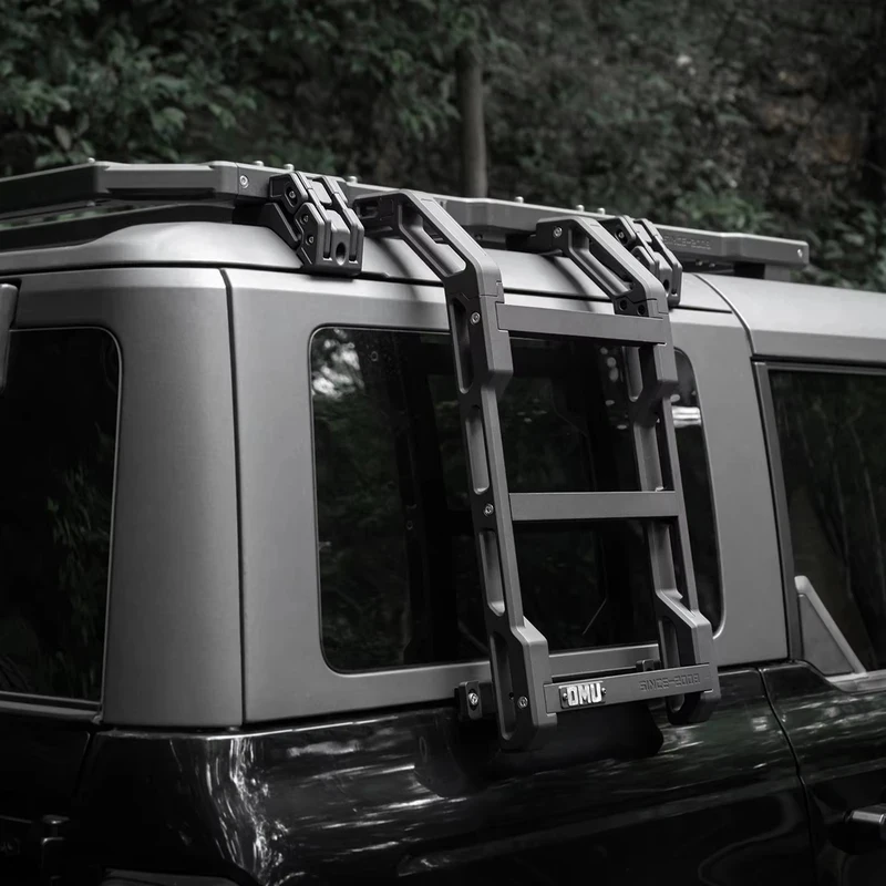 Hongsheng factory direct supply of rear window side ladders for Bronco, black aluminum ladders, Maiker off-road accessories.
