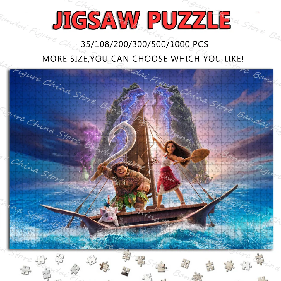 

Moana Movie Characters Puzzle for Adult Toys Gifts 108/200/300/500/1000 Pieces Disney Princess Anime Print Jigsaw Puzzles