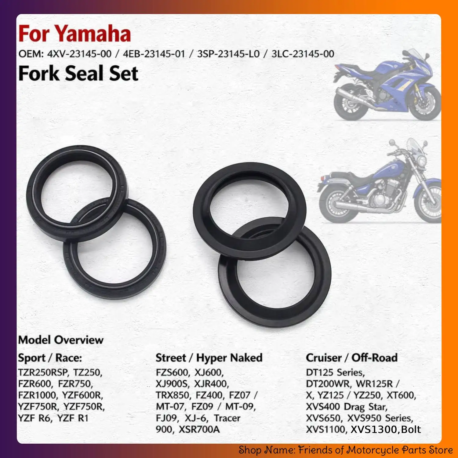 Motorcycle Oil Seal Front Fork Absorber Dust Seals For Yamaha MT-07 MT-09 YP400 MAJESTY 400 XVS400 XVS650 XVS950 XV950    SCR950