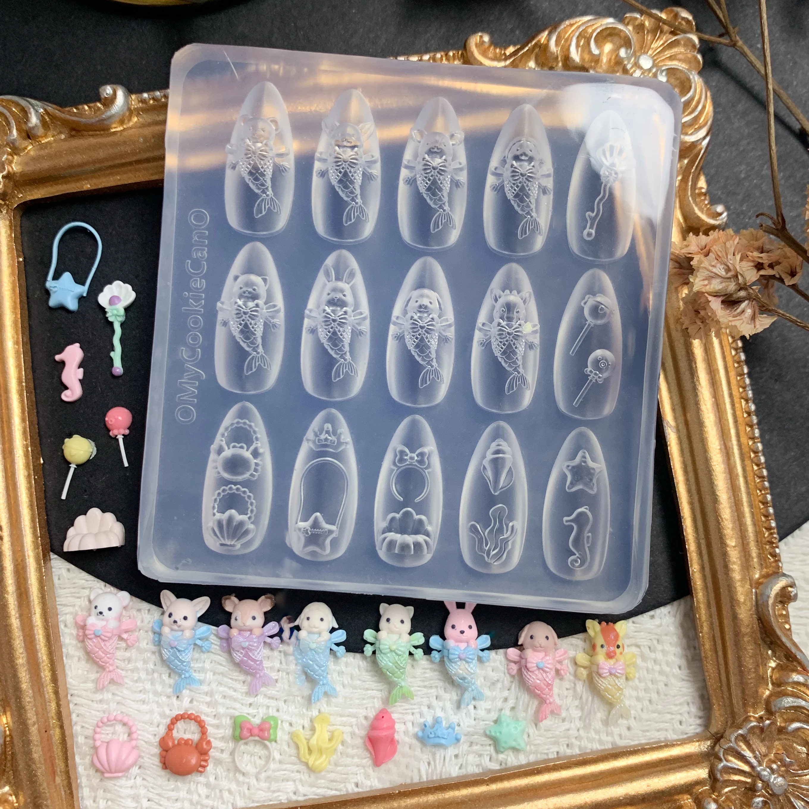 Super Cute, Little Animal Mermaid, Mermaid Baby, Little Animal Hamburger Series, Fully Transparent Silicone Mold