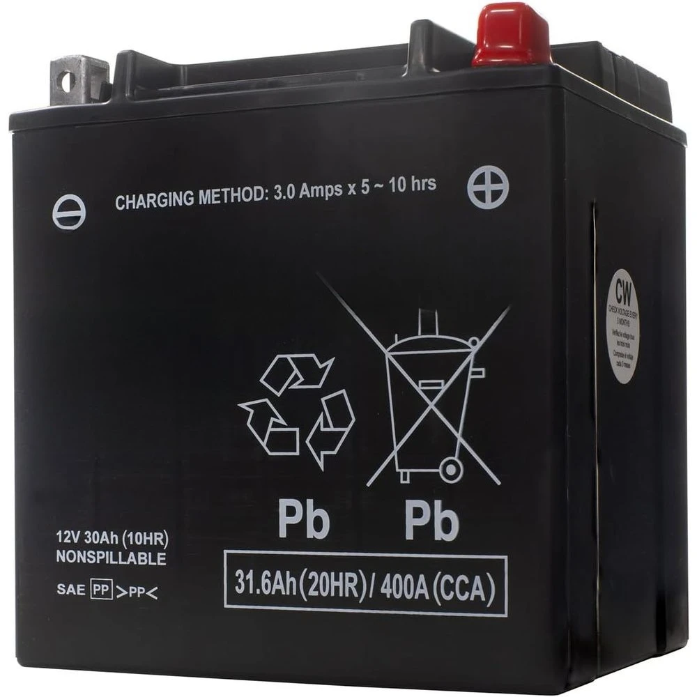 

12V 30Ah AGM Rechargeable Battery for Sportsman, Scrambler, ACE, RANGER, RZR, Snowmobile, Slingshot - YIX30L, 400A CCA