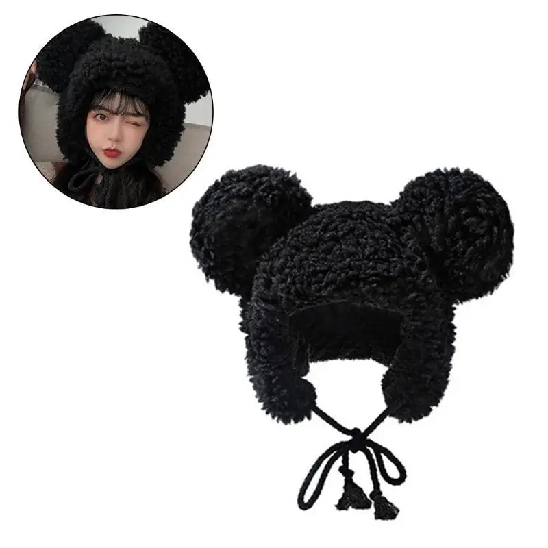 R1WE قبعة ليو فنغ بلون سادة من صوف الضأن الفخم قبعة الدب غير الرسمية قبعة دافئة لخريف وشتاء #1