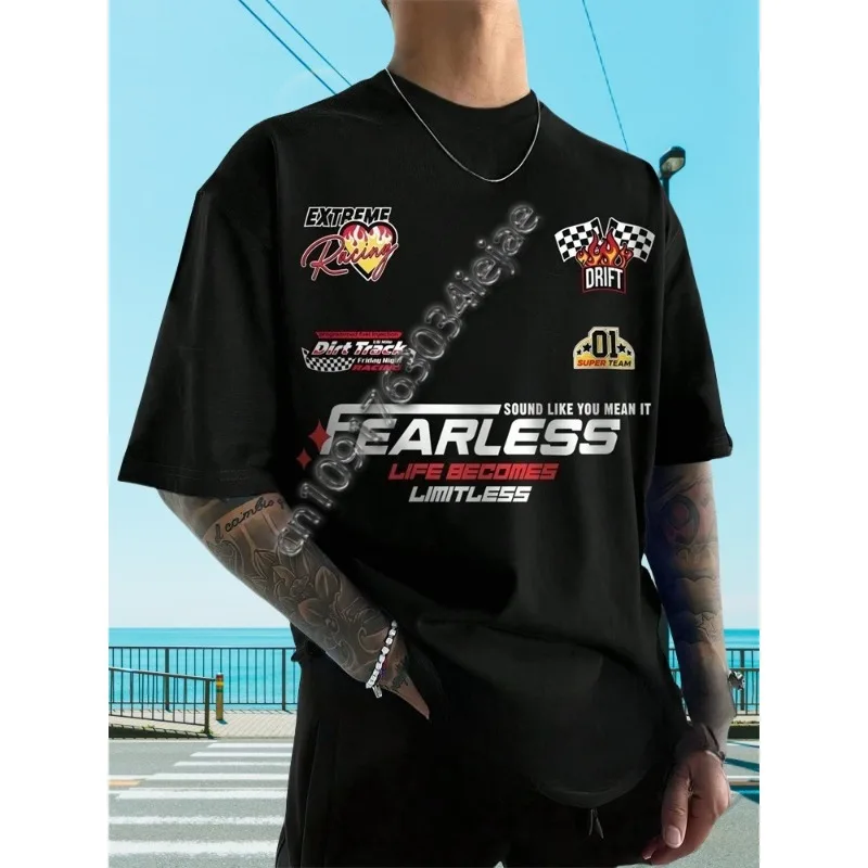 

MOTO-New Letter Print Casual Graphic T-Shirt Short Sleeve Sports Unisex Casual Daily Wear Summer Men's Racing T-shirt